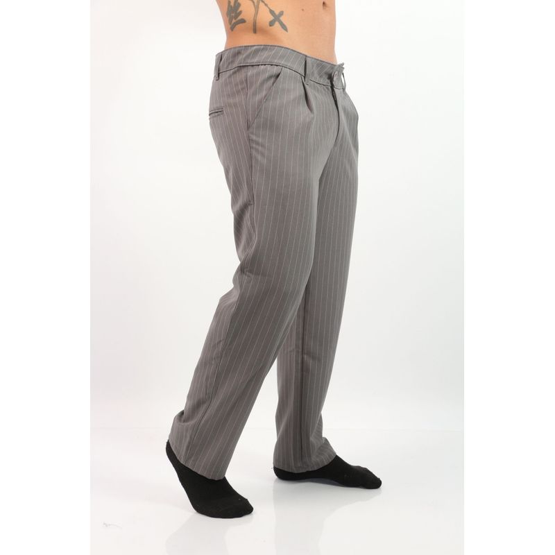 J JERAOUS - PANTALOM JERAOUS MILANO RECTO RAYAS PAOLO Plateado Oscuro