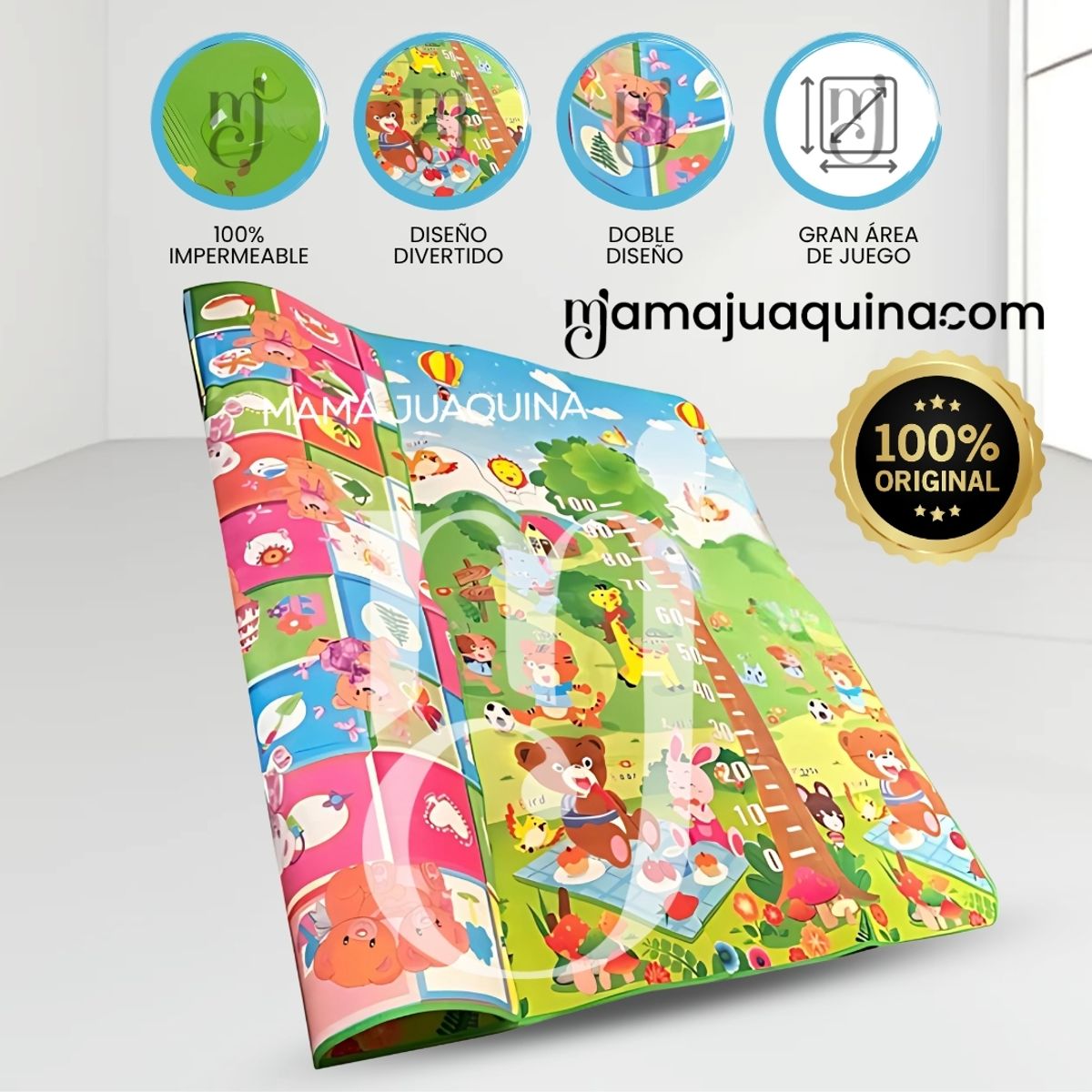 BABY - Alfombra Impermeable Reversible «LITTLE GARDEN» Green