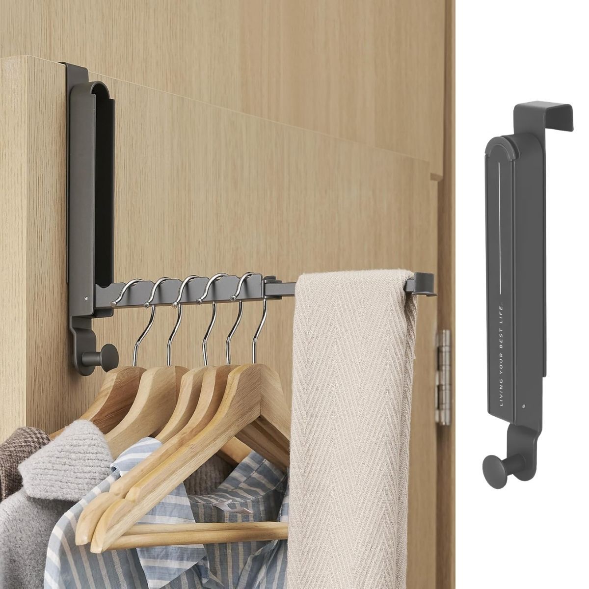 HOGARMAS - Tendedero de Ropa Colgante Expandible Gris Oscuro Colgador Gancho