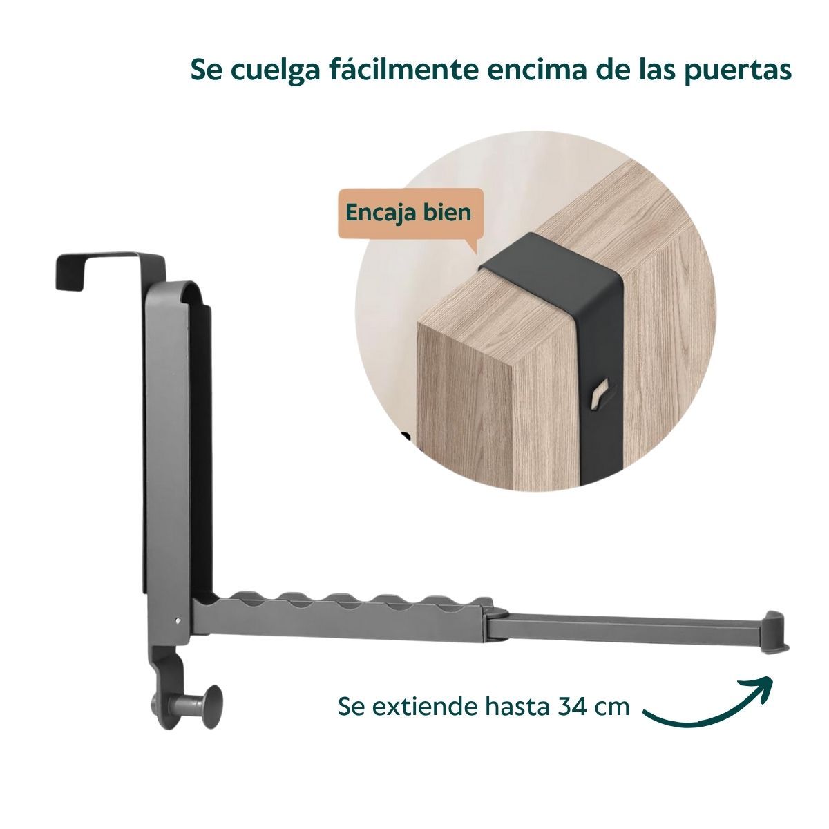 HOGARMAS - Tendedero de Ropa Colgante Expandible Gris Oscuro Colgador Gancho