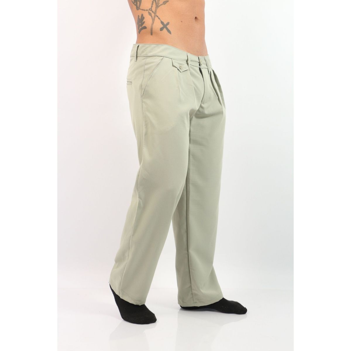 J JERAOUS - PANTALOM JERAOUS MILANO PLIEGUES YUSEPE Verde Claro