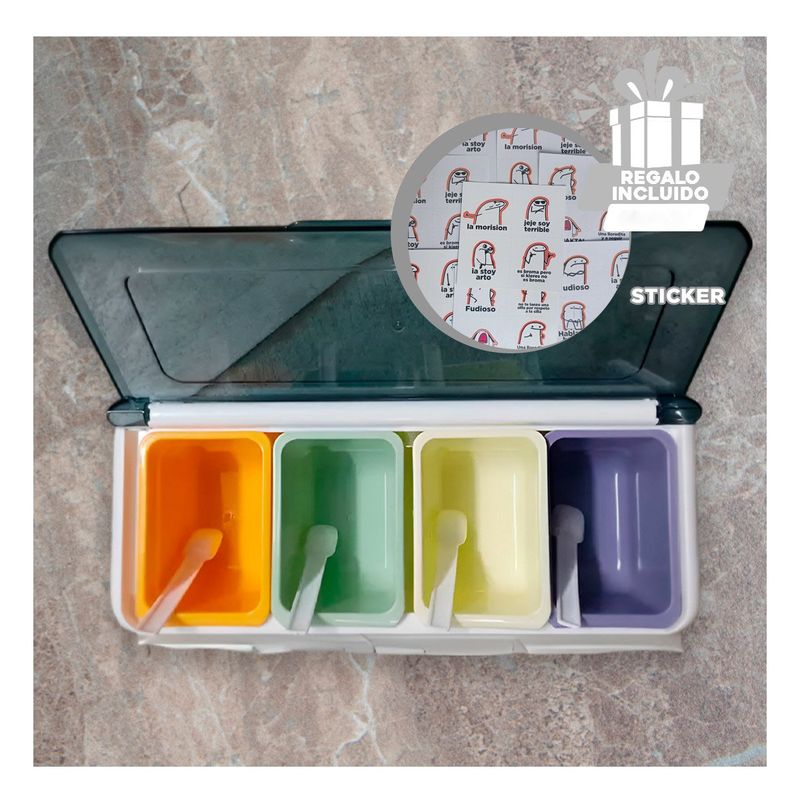 RYBIU IMPORT - Condimenteros Modular con Cucharitas Y+Regalo Stickers