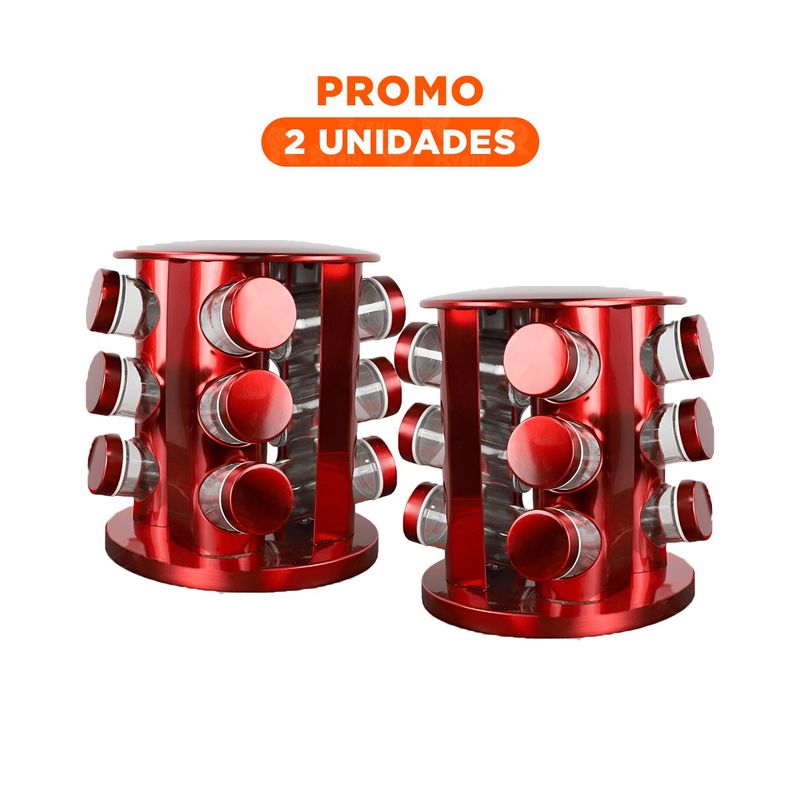 RYBIU IMPORT - Pack2 Condimentero Giratorio de Mesa de Color Rojo