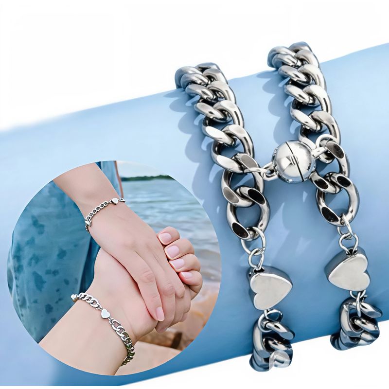 NO LOGO - Pulsera Para Pareja  Magnetico Promesa De Amor Corazon Regalo Unico