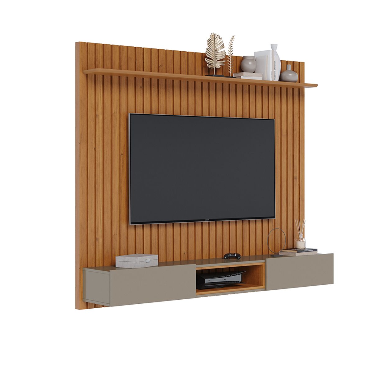 PAZART MUEBLES - CENTRO DE ENTRETENIMIENTO PANEL LOFT NATURE & MOCA 65