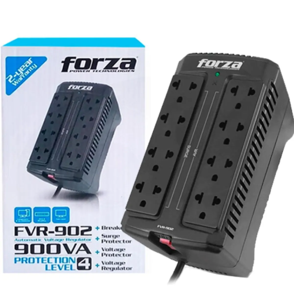 FORZA - Estabilizador Forza 900VA FVR-902 450W 8 Tomas 220V