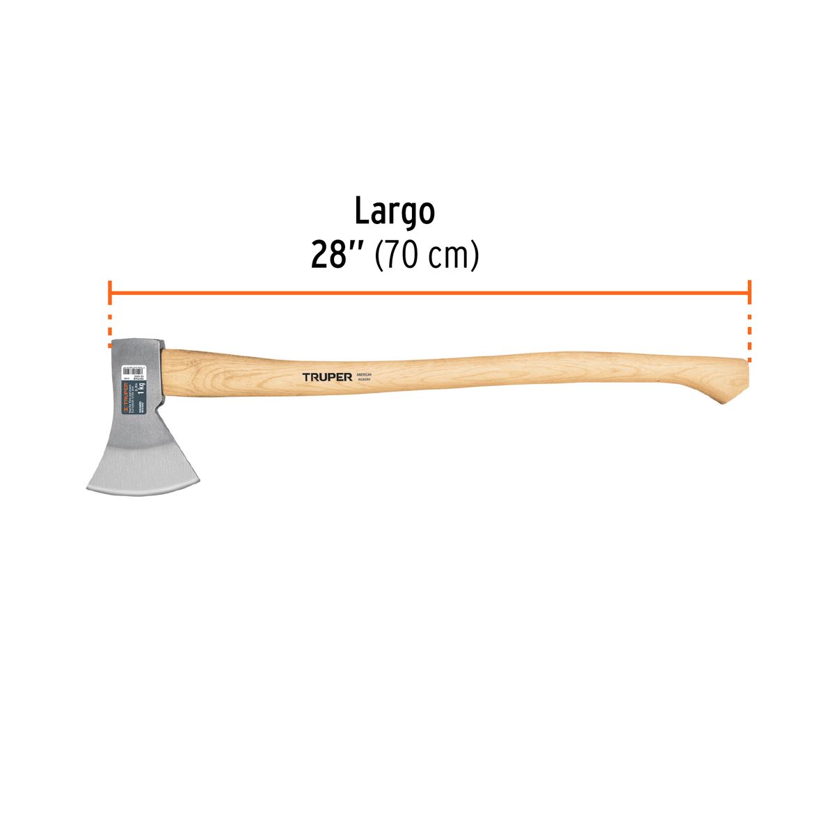 TRUPER - Hacha europea 1000 g, mango hickory 28", truper