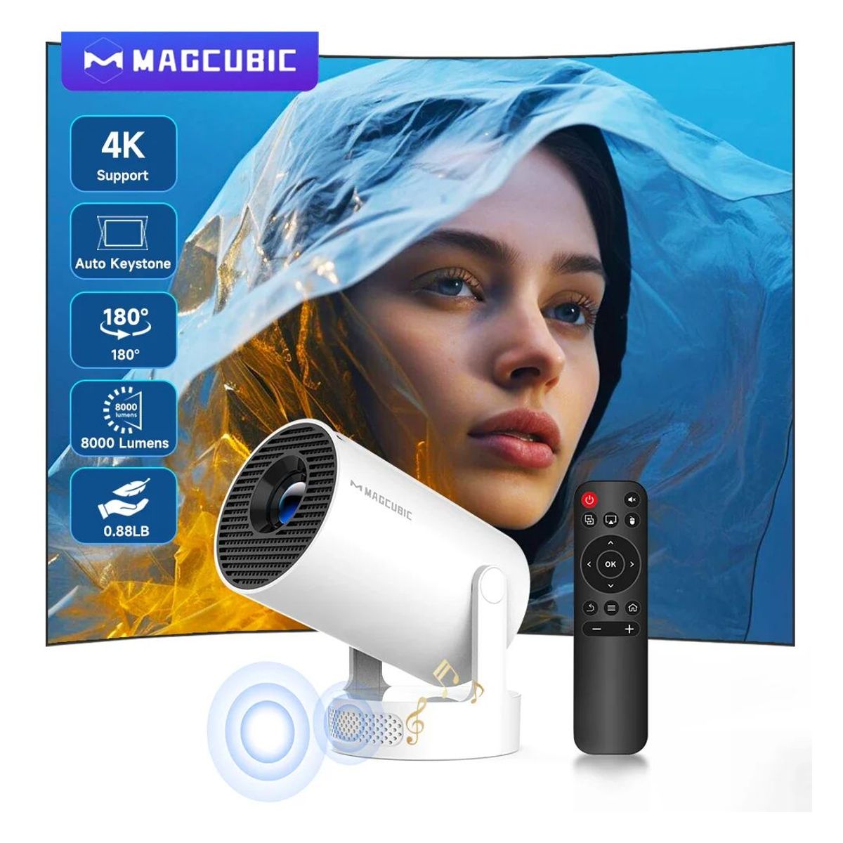 MAGCUBIC - Proyector Portátil Magcubic HY300 Pro+ Blanco