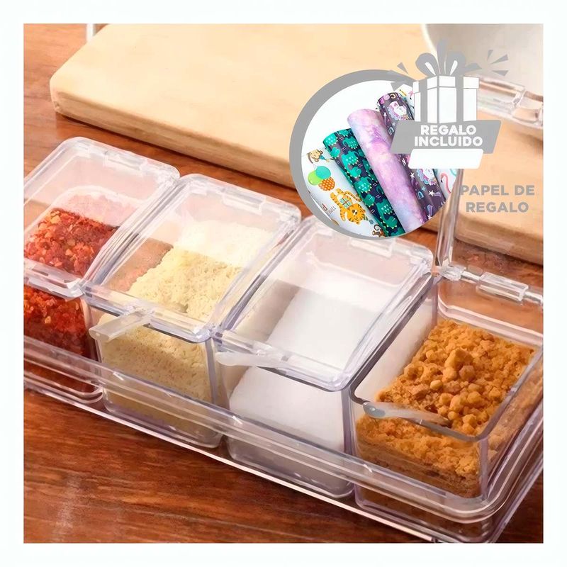 GENERICO - Pack12 Especiero Diseño Moderno de 4pza Y+Papel de Regalo