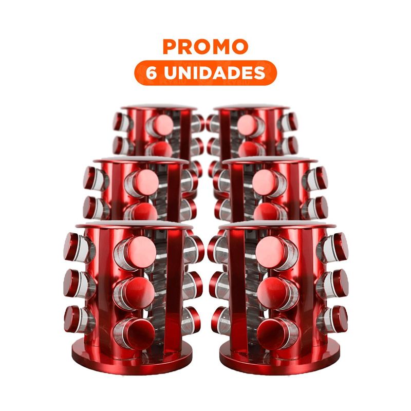 GENERICO - Pack6 Especiero Redondo y Elegante para Cocina en Color Rojo