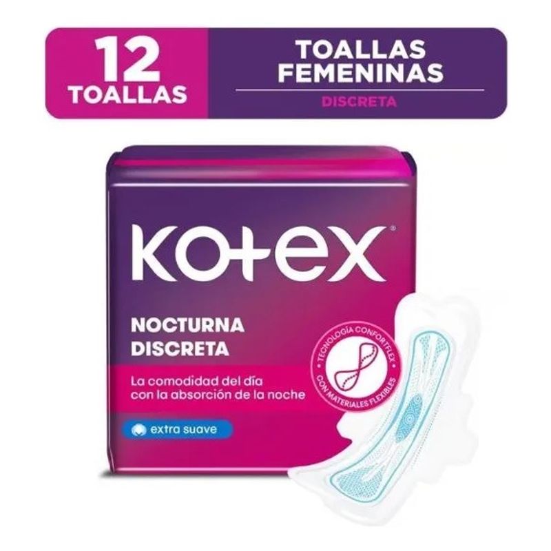 GENERICO - TOALLA FEMENINA KOTEX NOCTURNA UF TELA C-A 12 NUEV