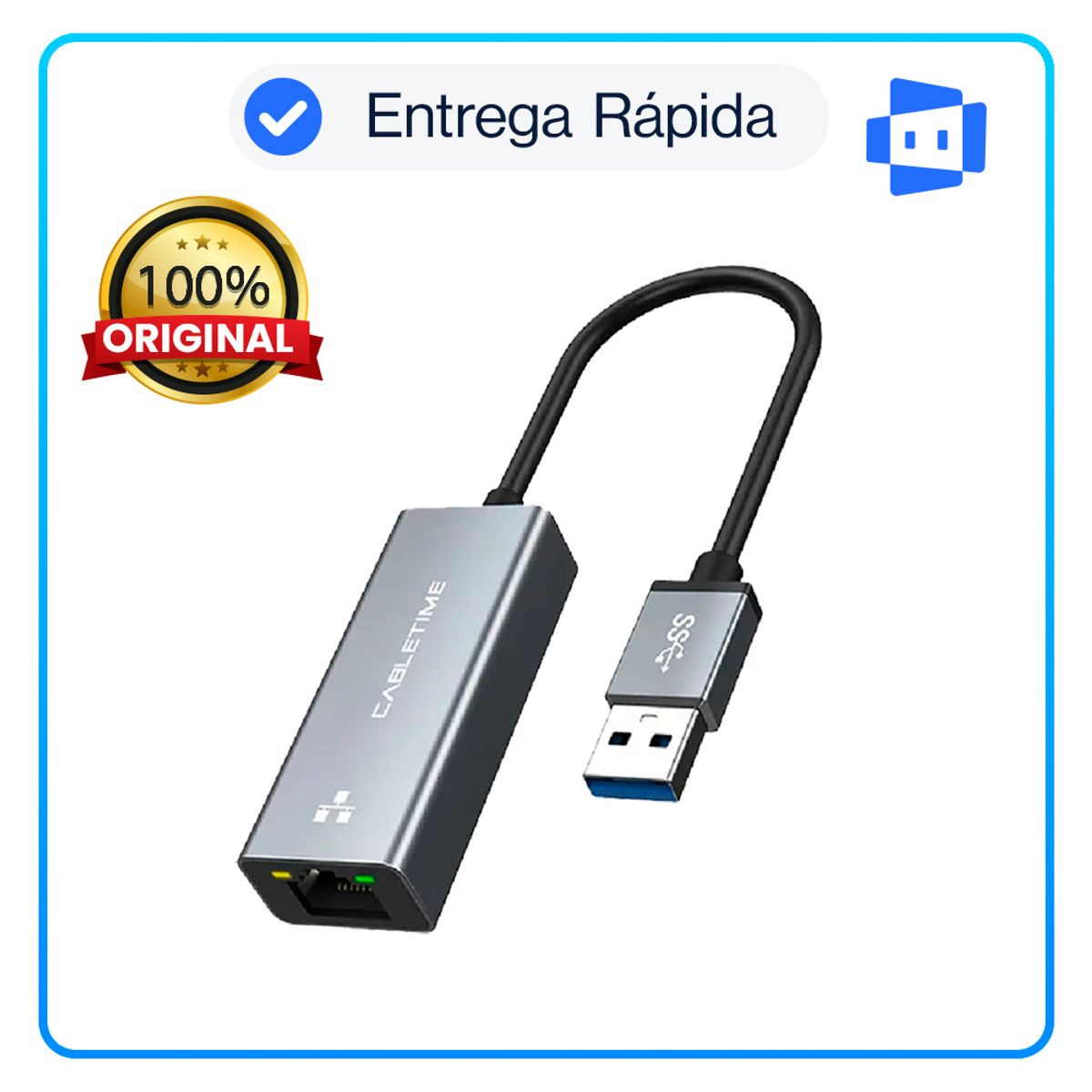 GENERICO - Adaptador de red USB-A 3.0 a RJ45 Gigabit CABLETIME CB50G
