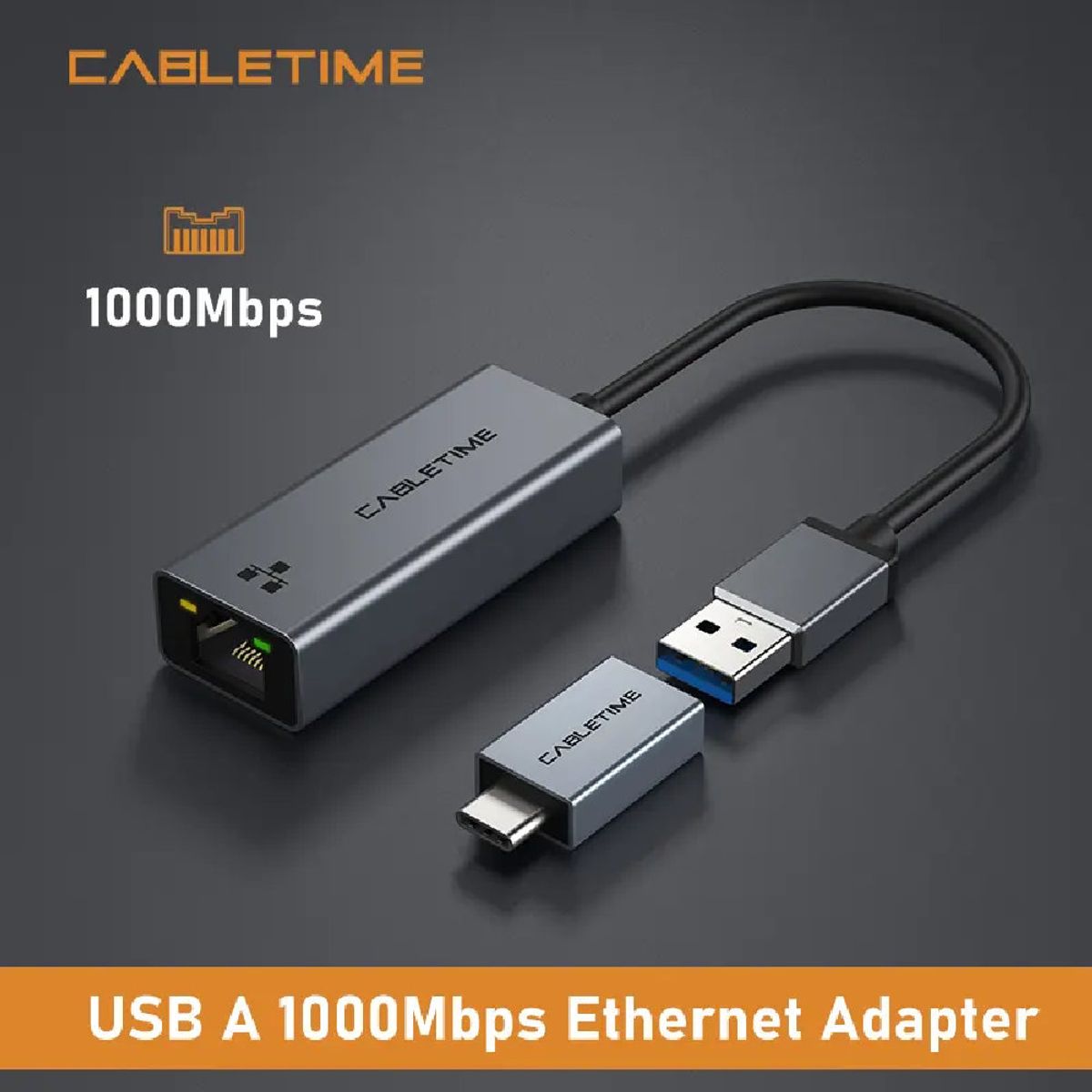 GENERICO - Adaptador de red USB-A 3.0 a RJ45 Gigabit CABLETIME CB50G