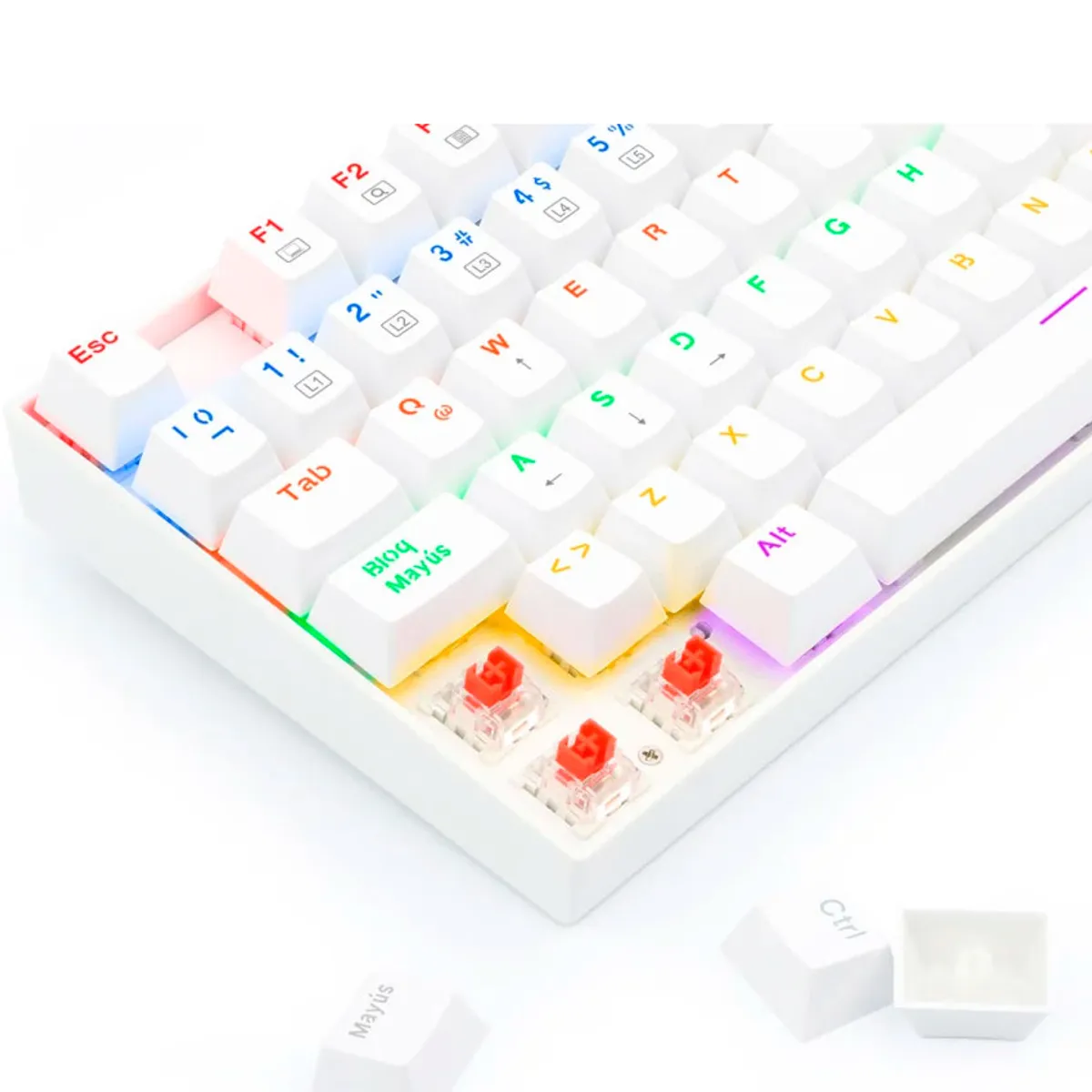 REDRAGON - Teclado Redragon KUMARA Rainbow Spanish K552W-KR-SP WHITE