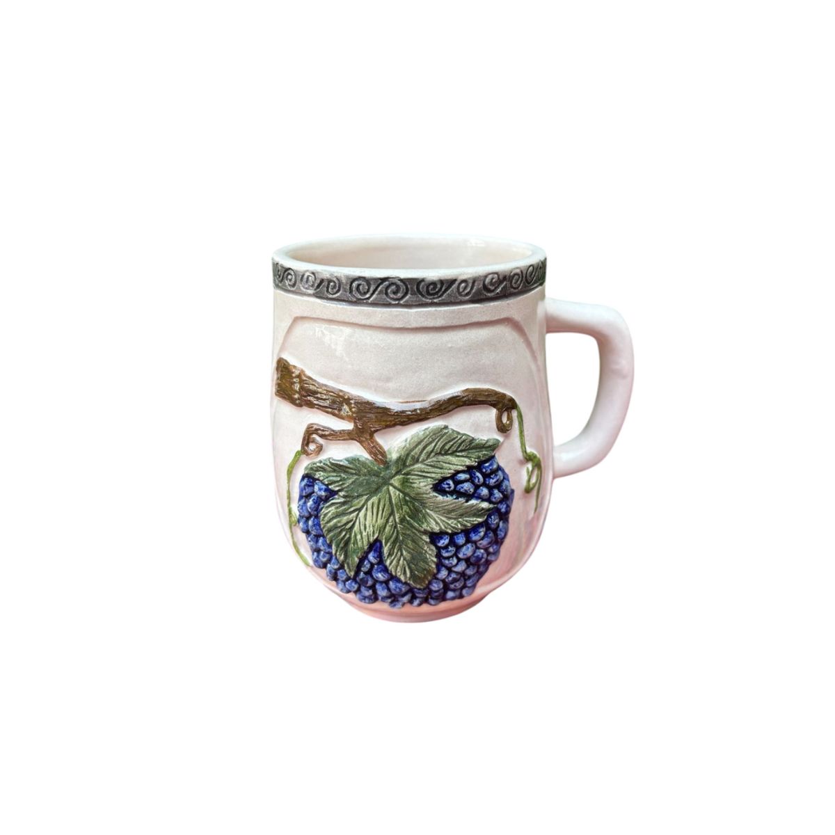 ACHALLAY ARTESANIA DE BARRO - Taza Frutal Azul  de Loza 450 ml