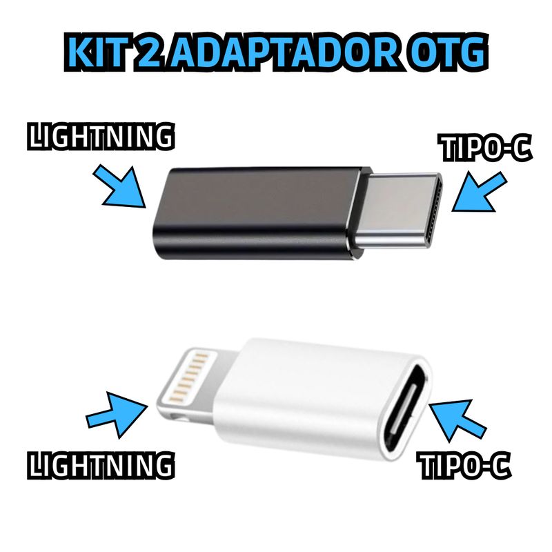 OEM - KIT 2 ADAPTADORES OTG USB TIPO-C Y LIGHTNING IPHONE