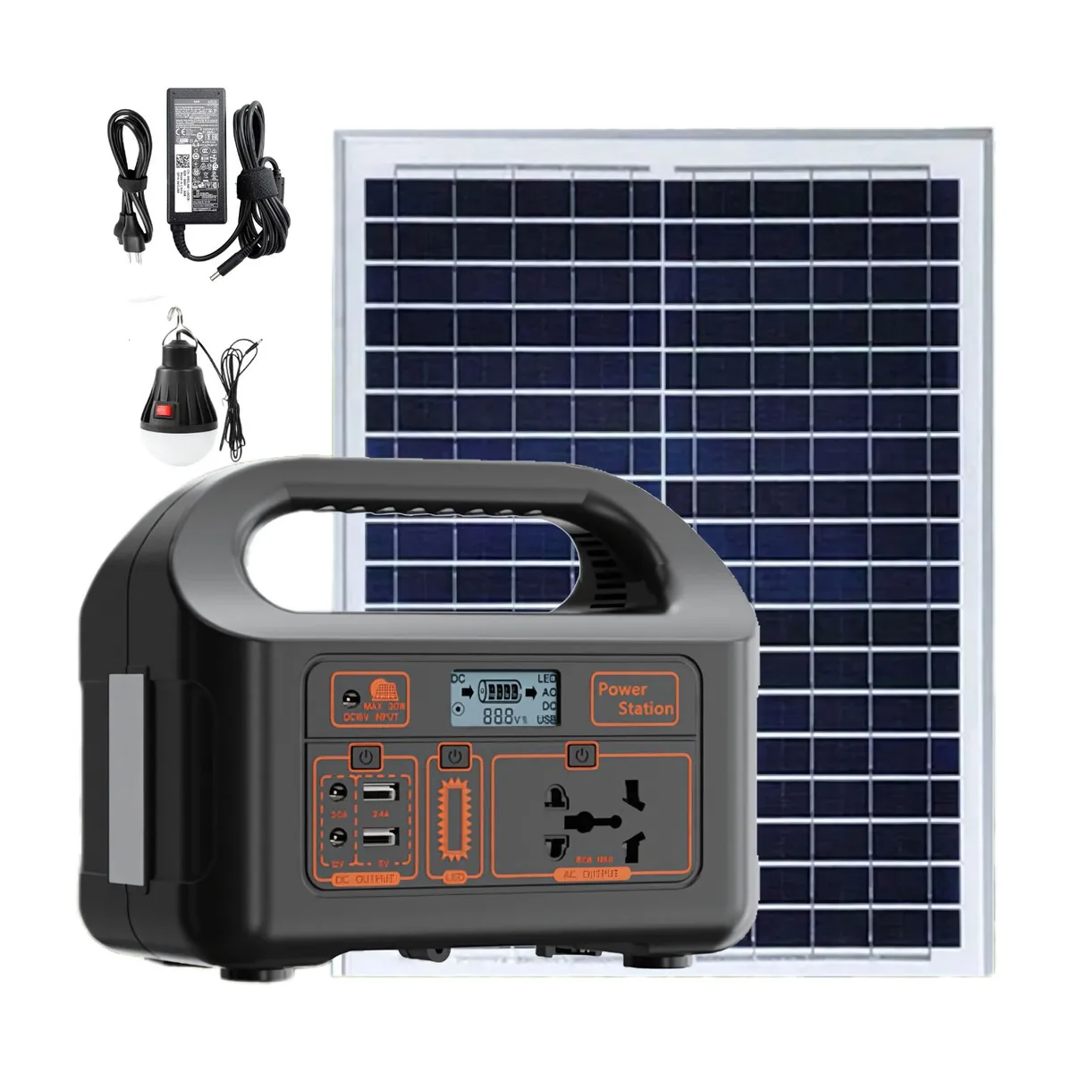 SANC - Kit Solar de Energía Portátil SANCI 150W con Panel Luz y Salidas 220V
