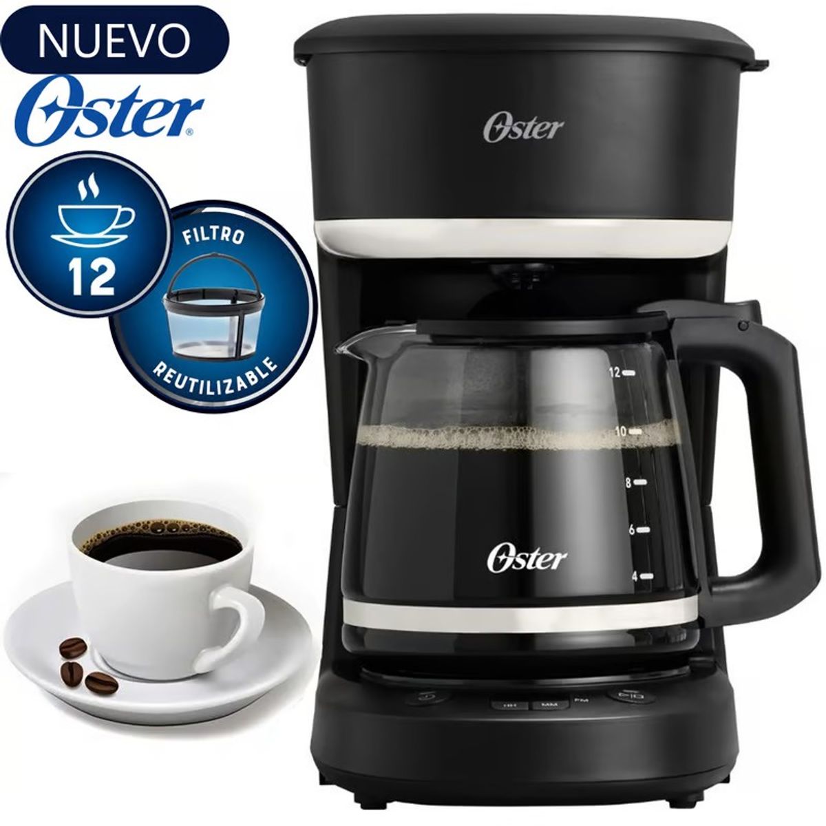 OSTER - Cafetera Oster Programable 12tz de filtro BVSTDCP121B 053