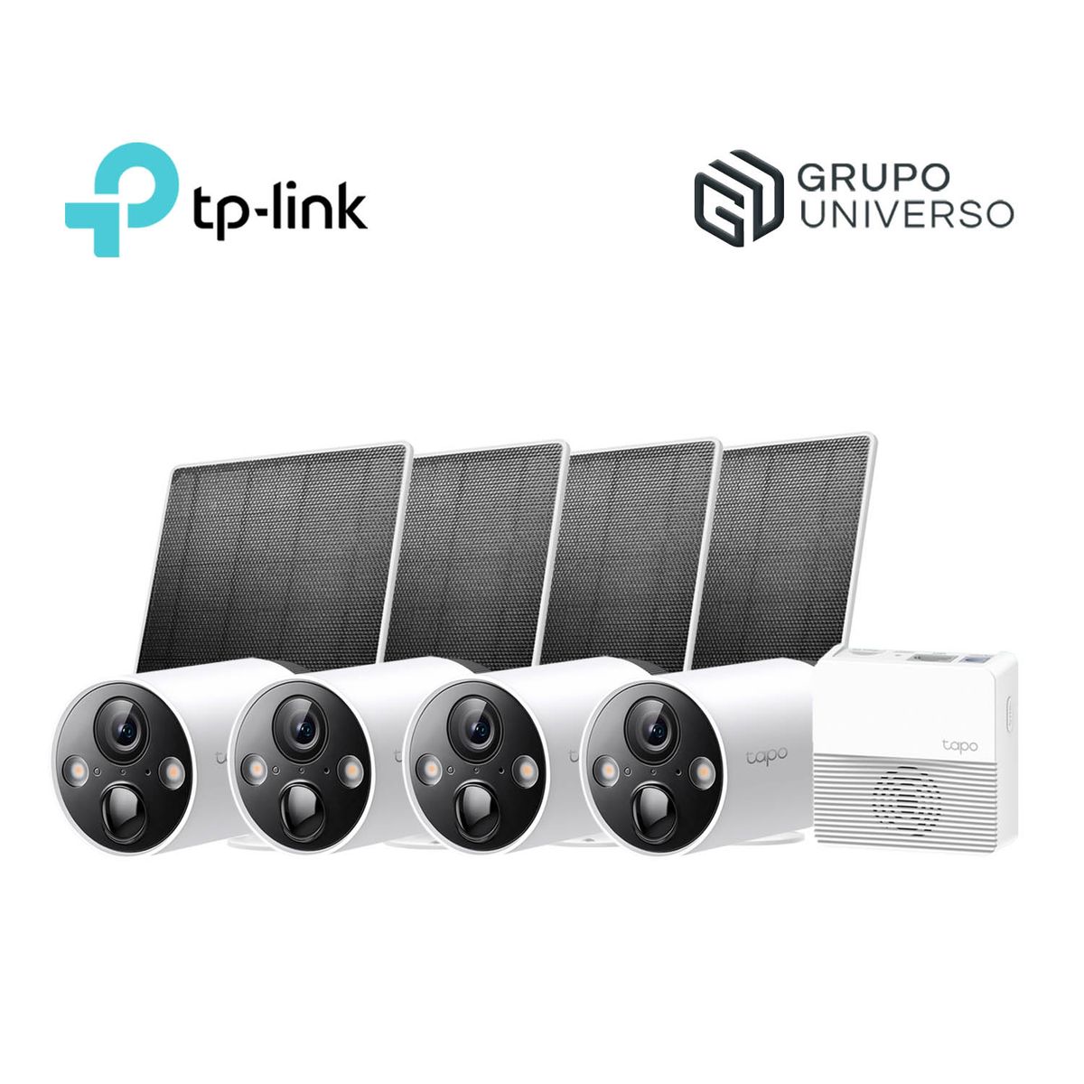 TP LINK - Kit Cámaras Vigilancia Tapo C420S4 2K Audio 2 vías 4 Panel Solar IP65