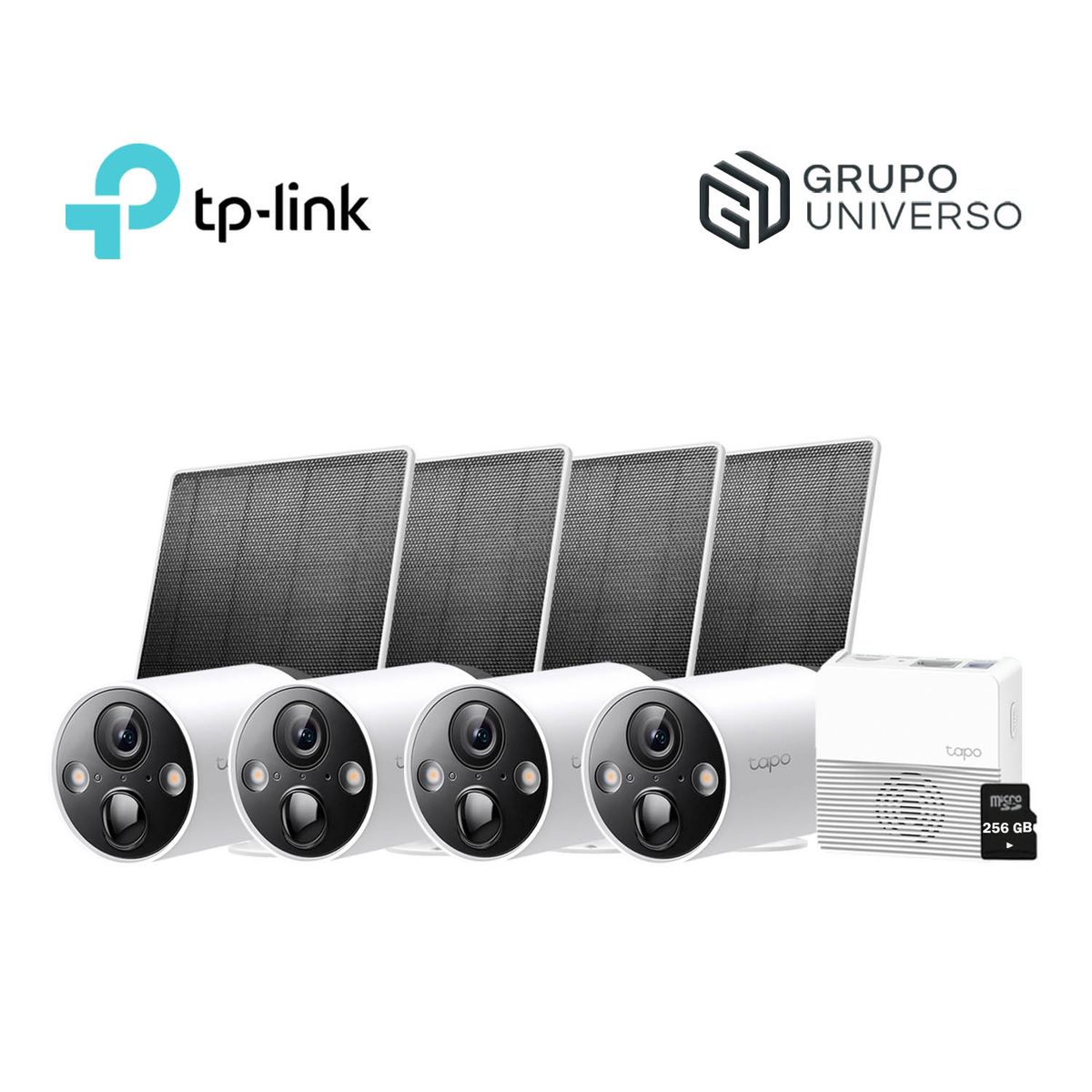 TP LINK - Kit Cámaras Tapo C420S4 2K Audio Bidireccional 4Panel Solar IP65 256GB
