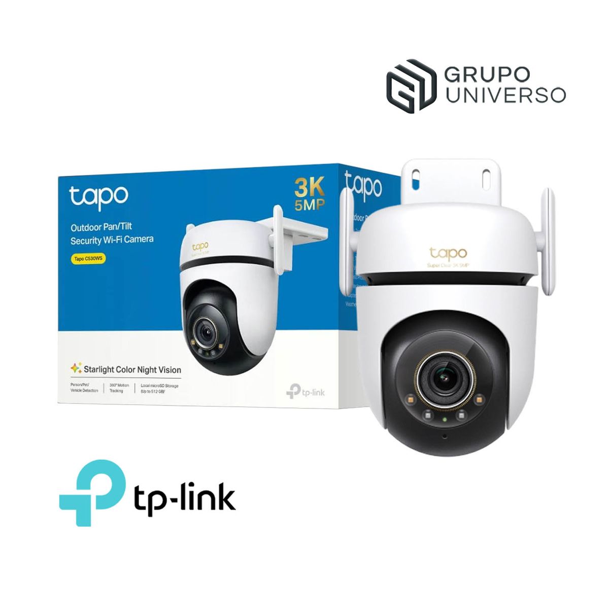 TP LINK - Cámara Vigilancia Tapo C530WS 3K Tp-Link Wi-fi Audio 2vías Vision Starlight