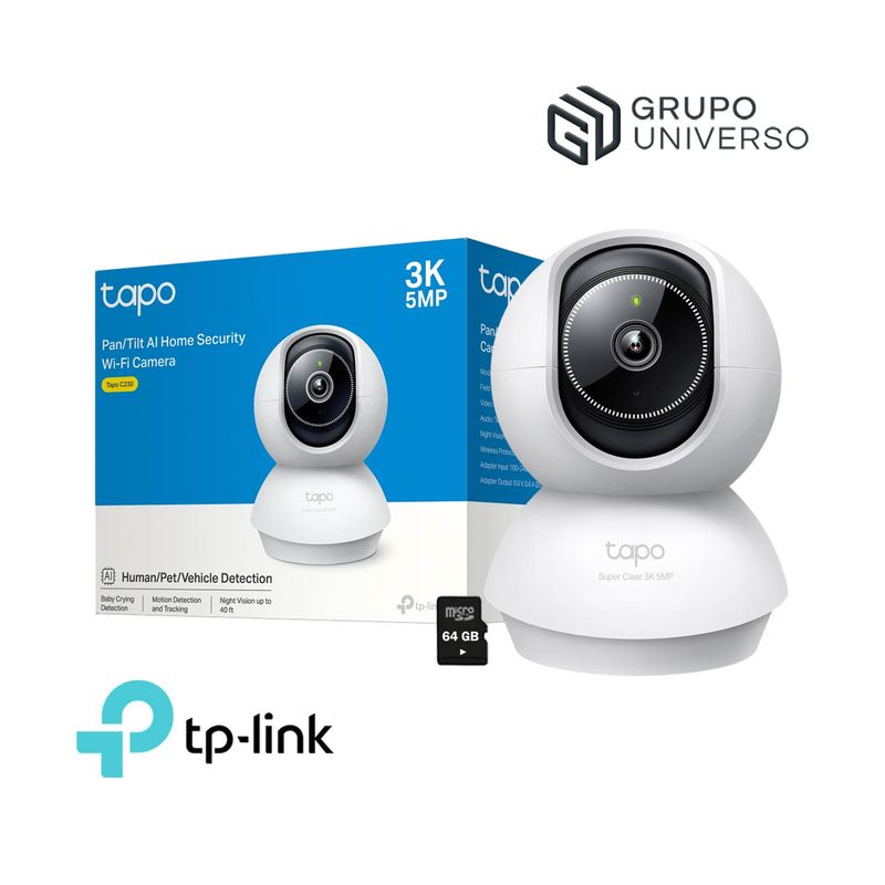 TP LINK - Cámara Vigilancia Tapo C230 3K  Detección IA Audio bidireccional 64GB