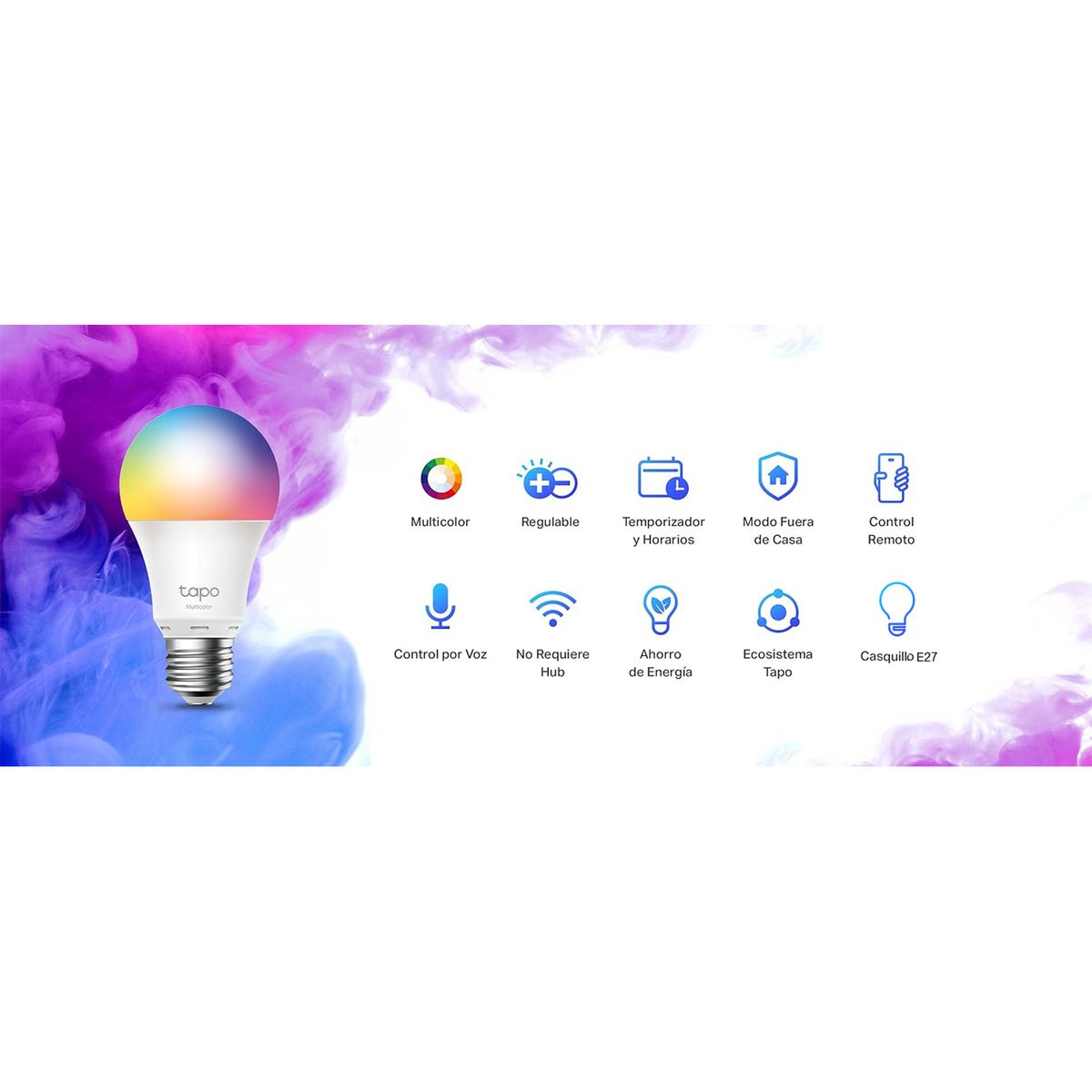 TP LINK - Foco Led Tapo L530E2packMulticolor Control por Voz Brillo Regulable