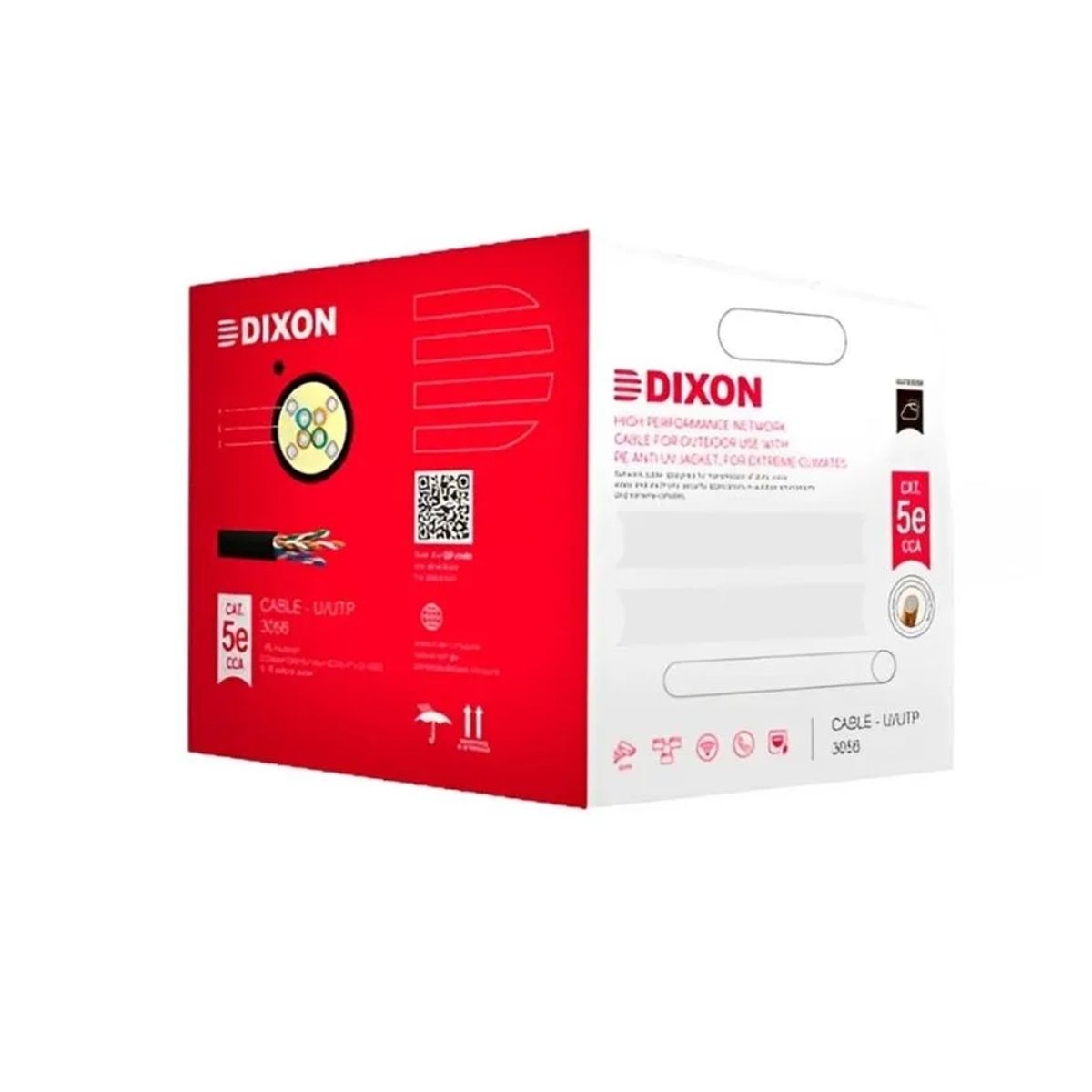 DIXON - Cable De Red Cat-5E 305 Mts Dixon Exterior - Alta Velocidad, Ideal Para Conexiones Estable