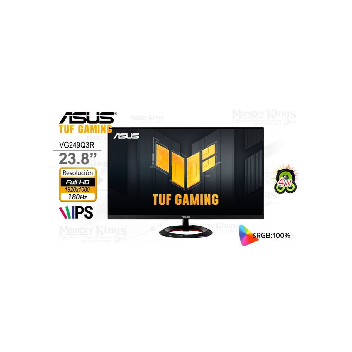 ASUS - Monitor Asus Tuf Vg249Q3R 238 Fhd Ips 180Hz 1Ms - Juega Con Calidad Y Rapidez Excepciona
