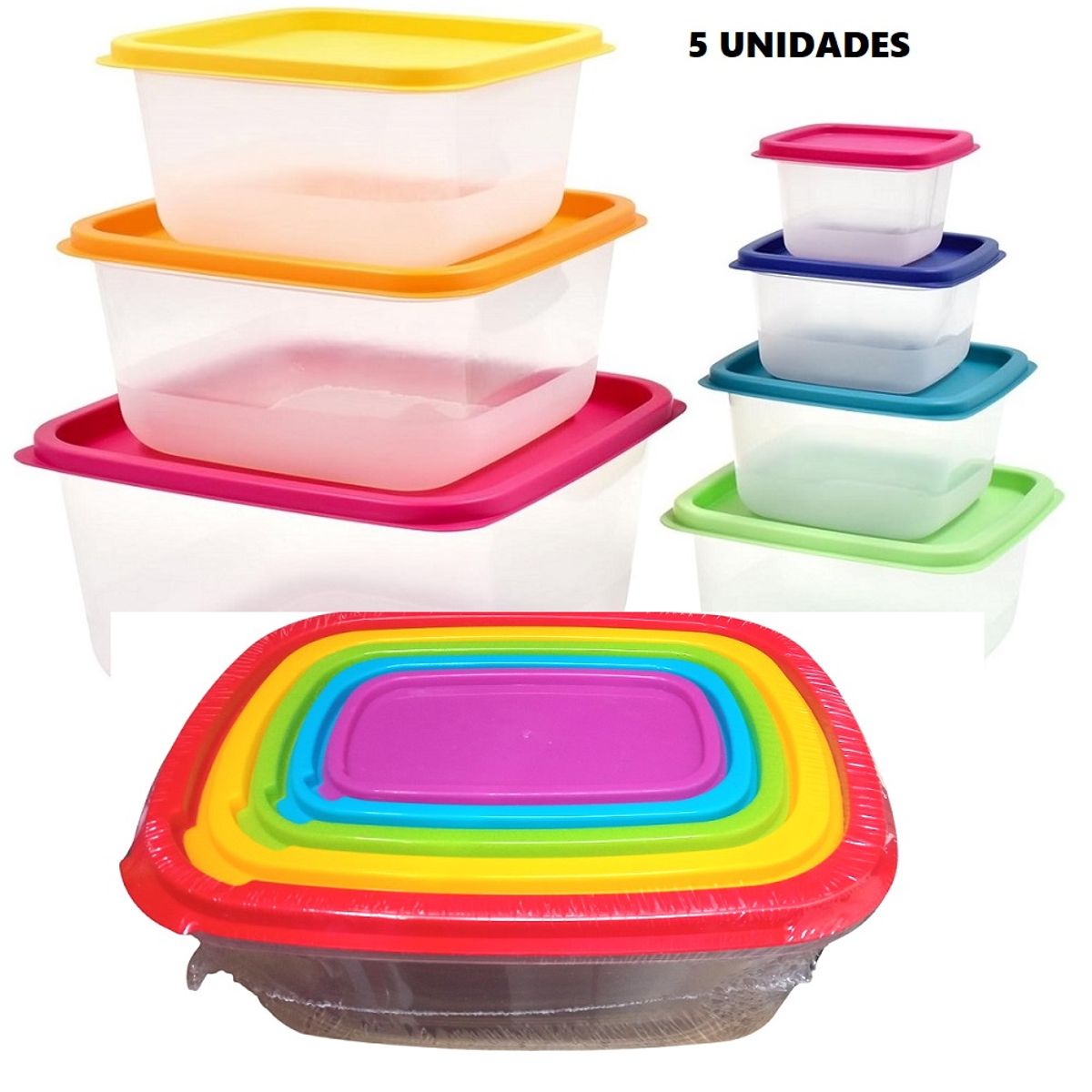 GENERICO - Tapers set de 5 recipientes con tapa