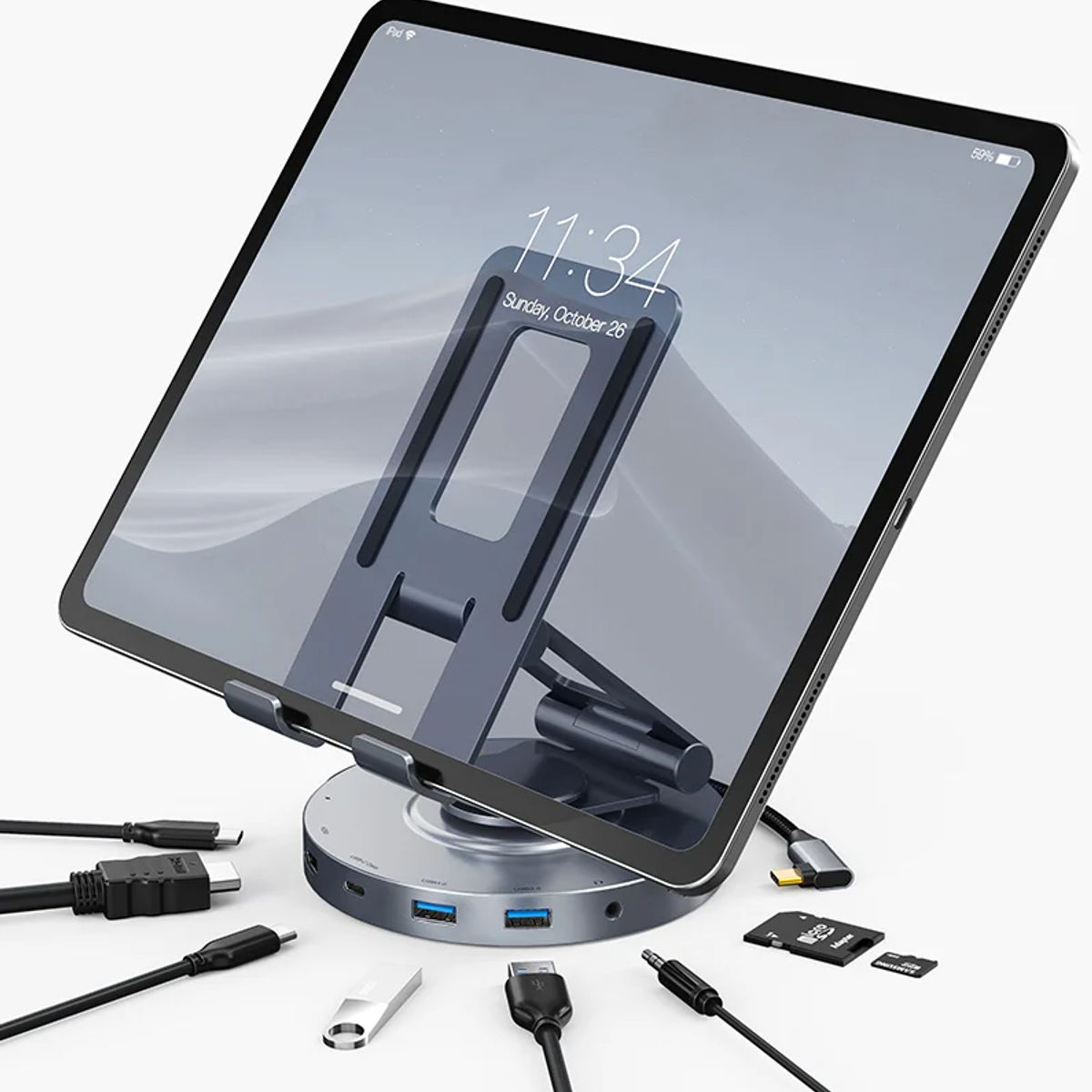 GENERICO - Soporte Hub USB C 8 en 1 para iPad 4K 5 Gbps marca CABLETIME