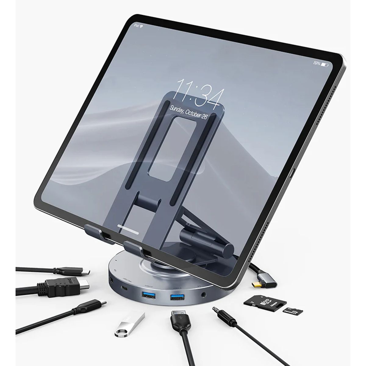 GENERICO - Soporte Hub USB C 8 en 1 para iPad 4K 5 Gbps marca CABLETIME