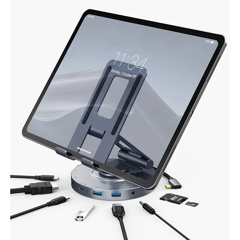 GENERICO - Soporte Hub USB C 8 en 1 para iPad 4K 5 Gbps marca CABLETIME