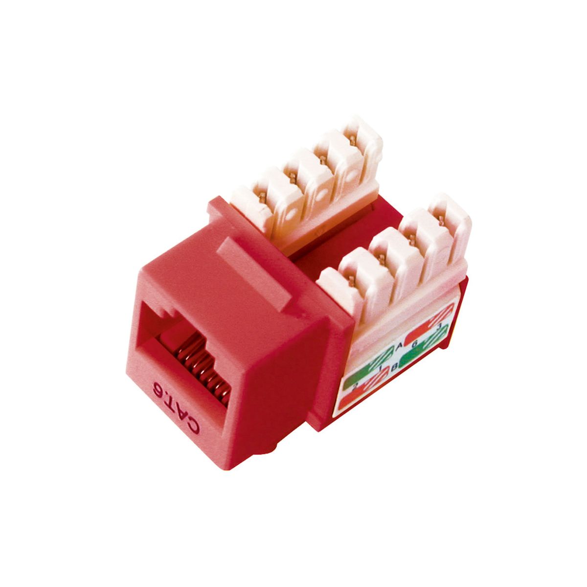 DIXON - JACK RJ-45 DIXON CAT6 DE PONCHEO 90° SOPORTA CAL 22-26 AWG COLOR ROJO - PN KJ8-C6-USRDN