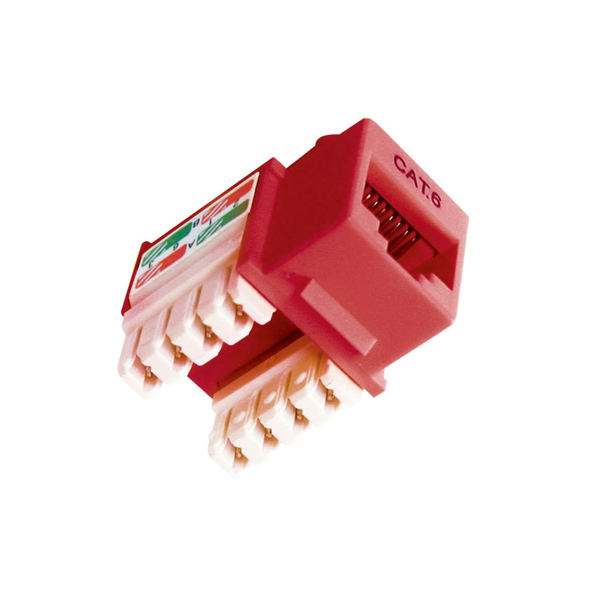 DIXON - JACK RJ-45 DIXON CAT6 DE PONCHEO 90° SOPORTA CAL 22-26 AWG COLOR ROJO - PN KJ8-C6-USRDN