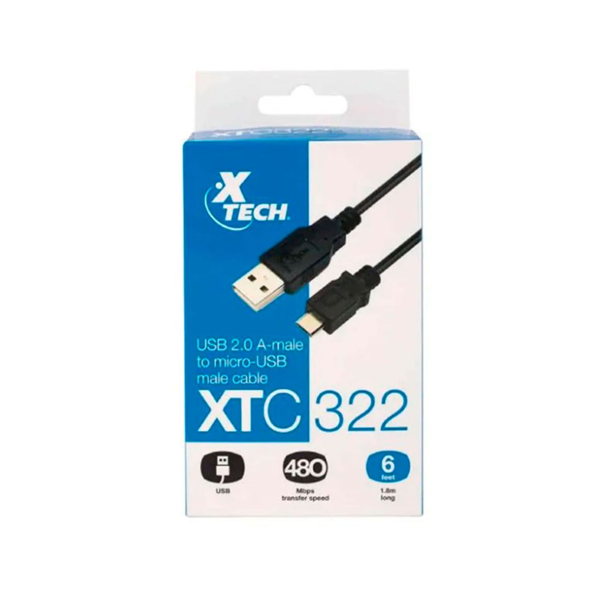 XTECH - CABLE USB XTECH XTC-322 MICRO-USB A USB-A 18M - PN XTC-322