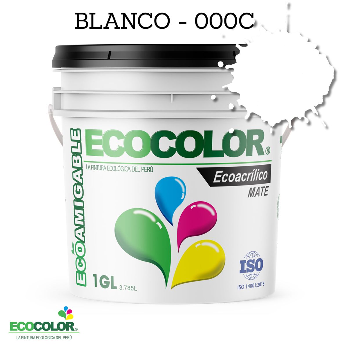 ECOCOLOR - PINTURA ECOCOLOR ECOACRILICO MATE BLANCO 1GL