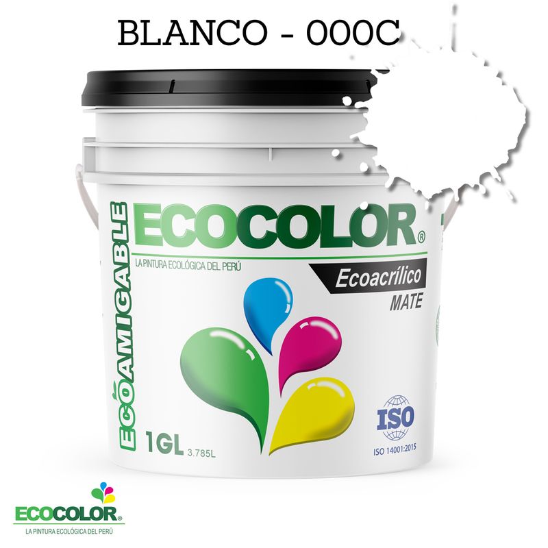 ECOCOLOR - PINTURA ECOCOLOR ECOACRILICO MATE BLANCO 1GL
