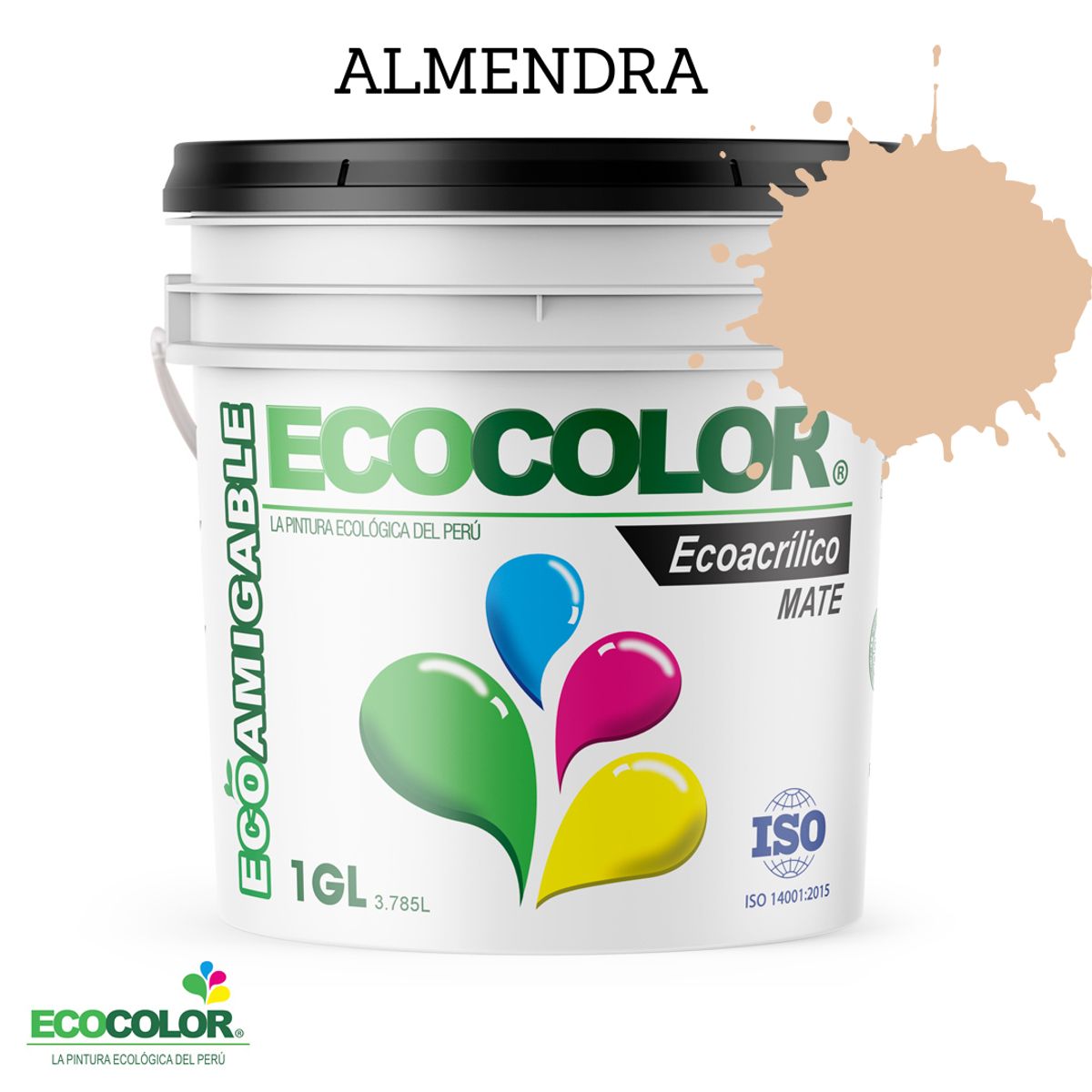 ECOCOLOR - PINTURA ECOLOGICA ECOACRILICO MATE ALMENDRA 1GL