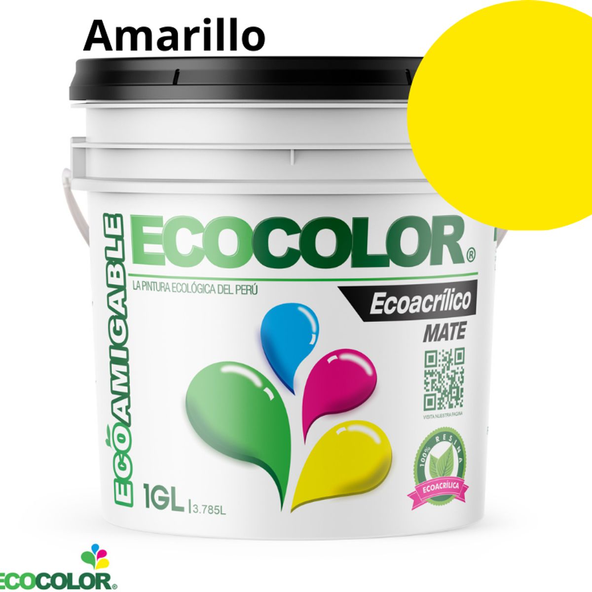 ECOCOLOR - PINTURA ECOCOLOR ECOACRILICO MATE AMARILLO 1GL