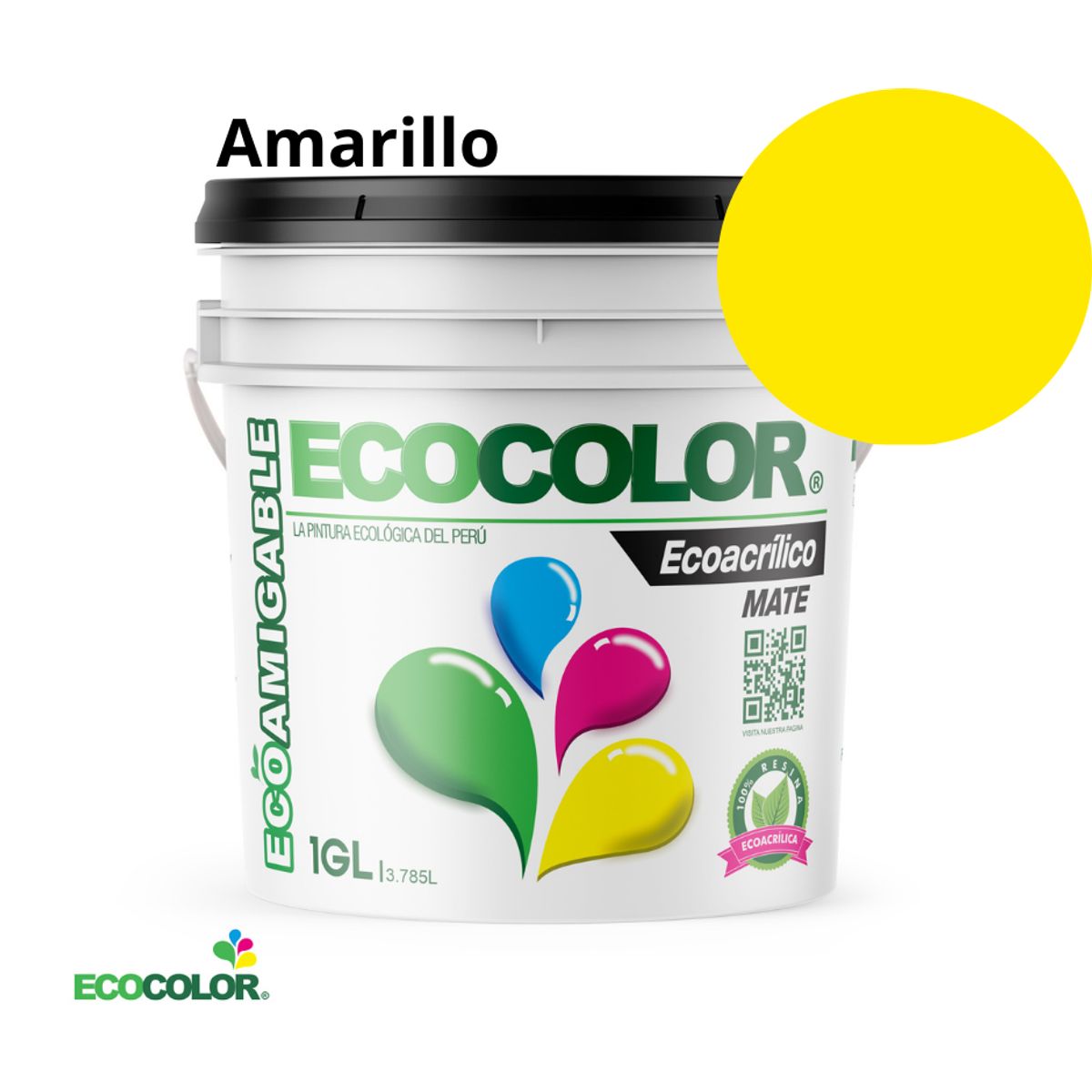 ECOCOLOR - PINTURA ECOCOLOR ECOACRILICO MATE AMARILLO 1GL