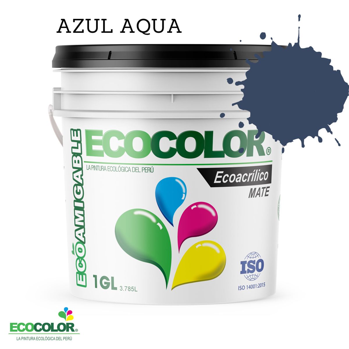 ECOCOLOR - PINTURA ECOLOGICA ECOACRILICO MATE AZUL AQUA 1GL