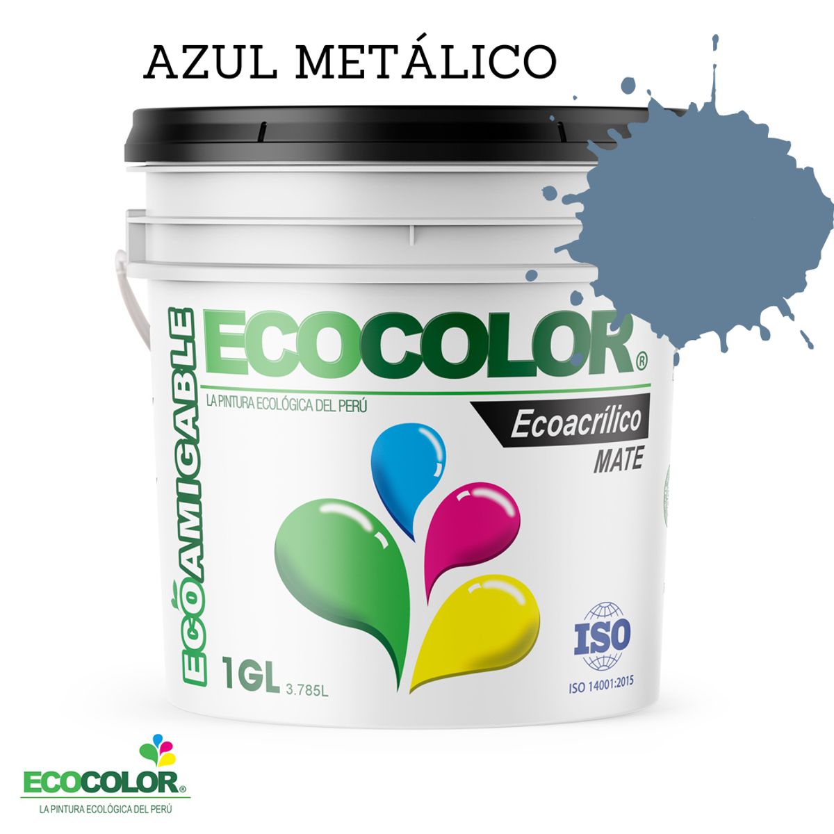 ECOCOLOR - PINTURA ECOLOGICA ECOACRILICO MATE AZUL METALICO 1GL