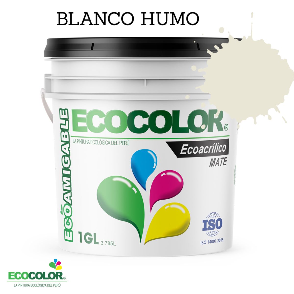 ECOCOLOR - PINTURA ECOLÓGICA ECOACRILICO MATE BLANCO HUMO 1GL