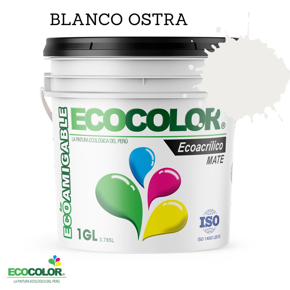 ECOCOLOR - PINTURA ECOLOGICA ECOACRILICO MATE BLANCO OSTRA 1GL