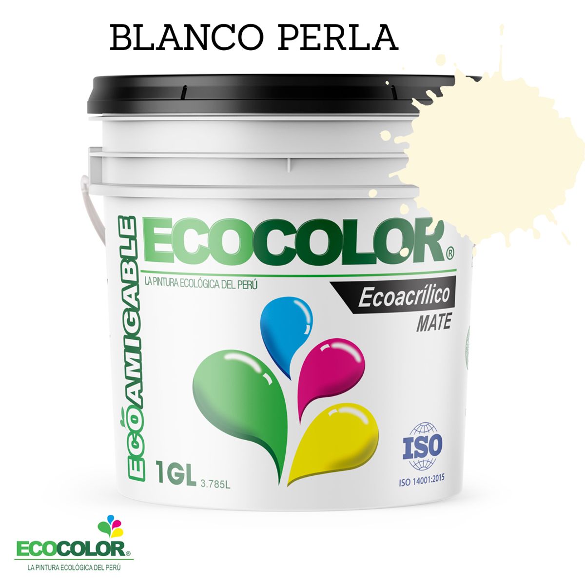 ECOCOLOR - PINTURA ECOLÓGICA ECOACRILICO MATE BLANCO PERLA 1GL