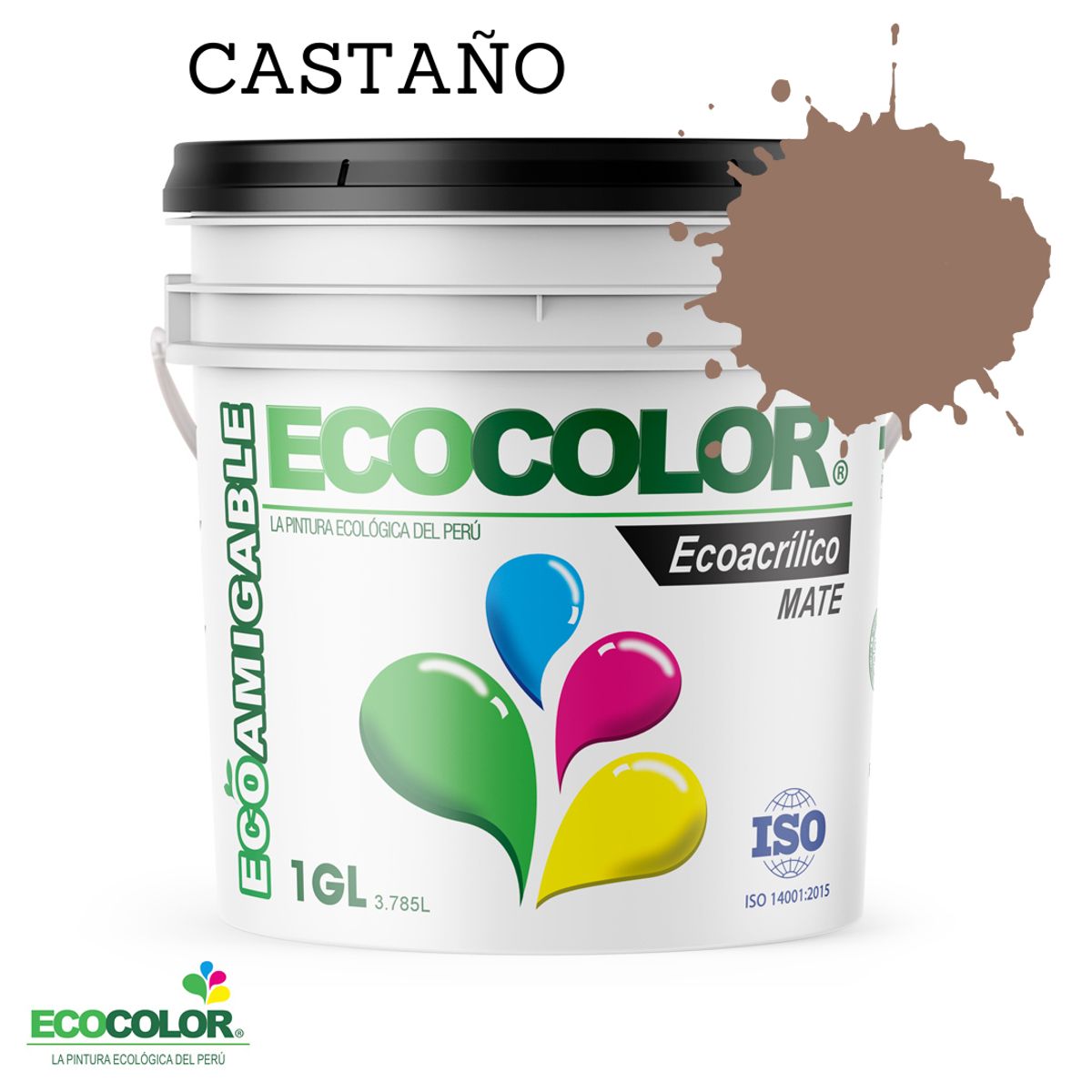ECOCOLOR - PINTURA ECOLOGICA ECOACRILICO MATE CASTAÑO 1GL