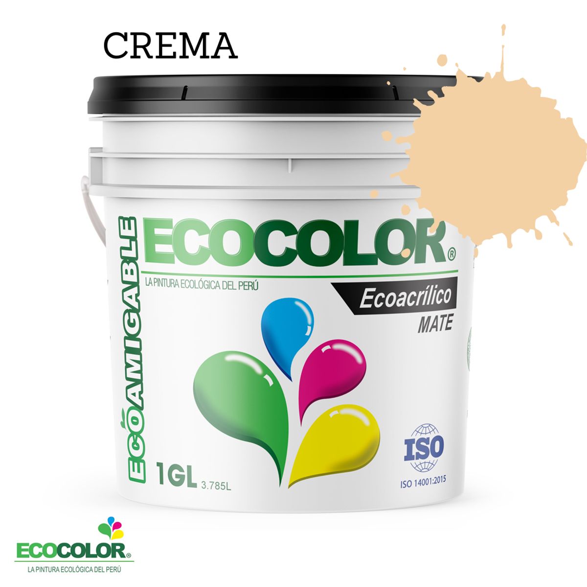 ECOCOLOR - PINTURA ECOLÓGICA ECOACRILICO MATE CREMA 1GL