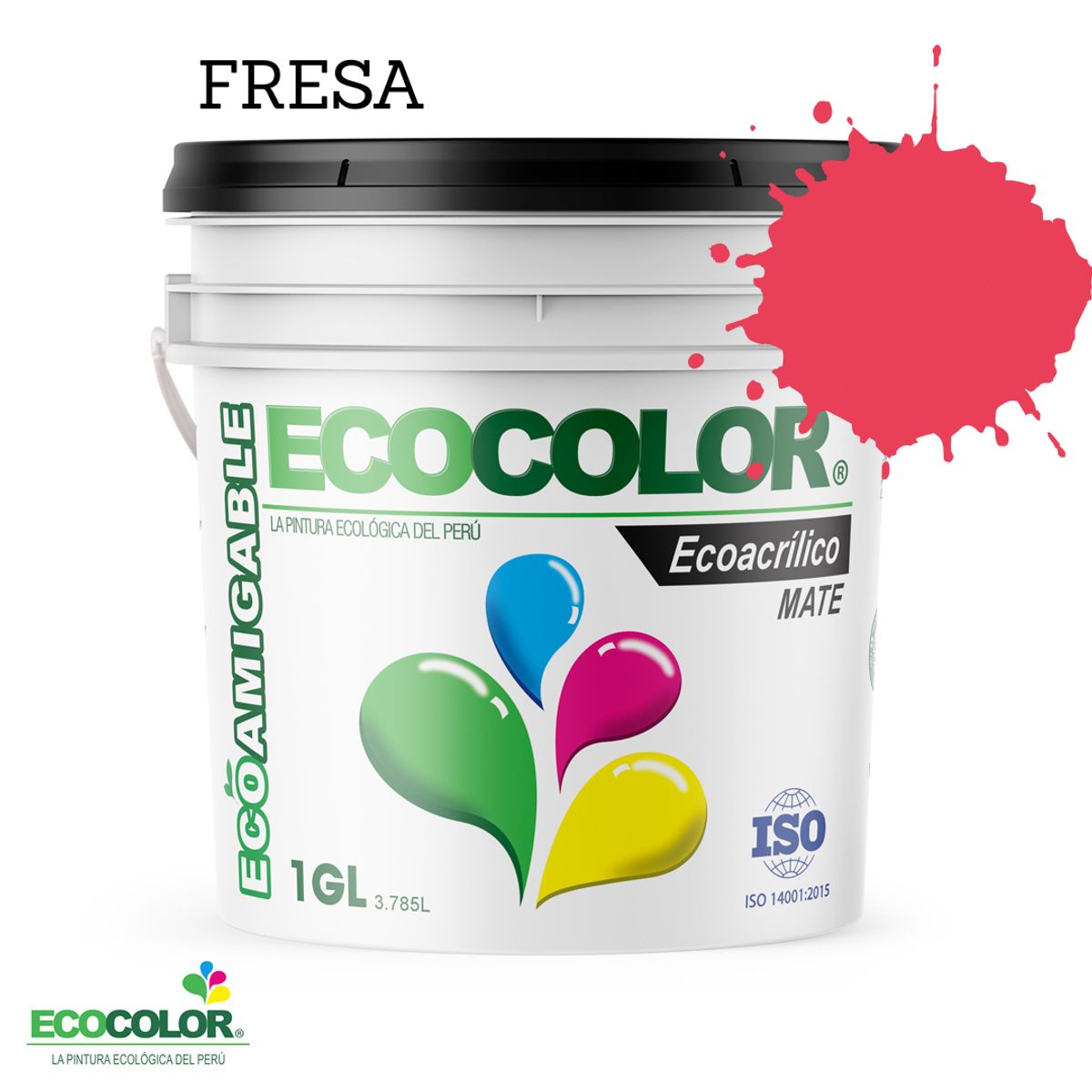 ECOCOLOR - PINTURA ECOLÓGICA ECOACRILICO MATE FRESA 1GL
