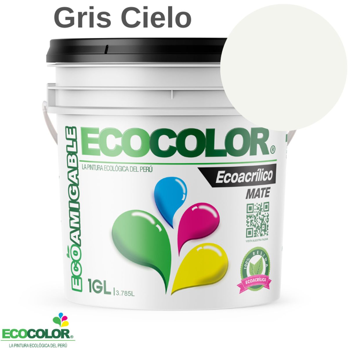 ECOCOLOR - PINTURA ECOCOLOR ECOACRILICO MATE GRIS CIELO 1GL